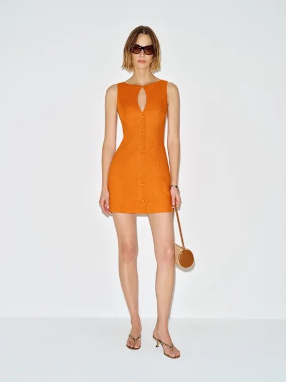 Reformation Pola Linen Dress Orange - Size 4